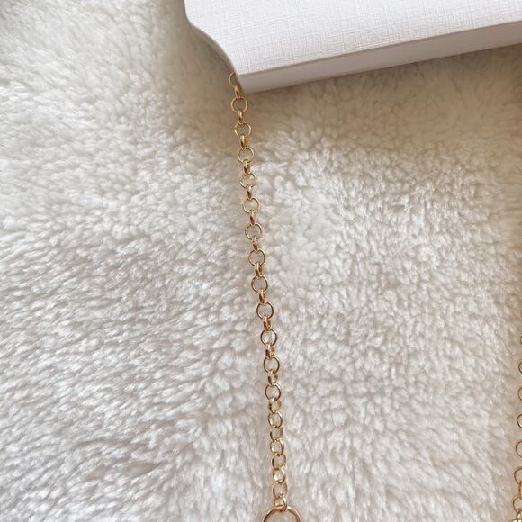 Liz Claiborne Linked Collar Statement Necklace Gold Green Round New - Picture 5 of 11